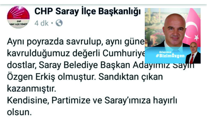 Saray CHP Özgen Erkiş’i Resmen Açıkladı