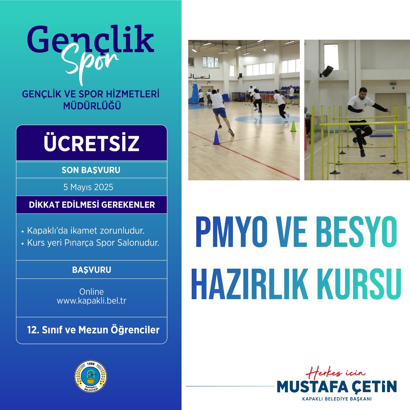 Kapaklı Belediyesi’nden PMYO ve BESYO Hazırlık Kursu Desteği