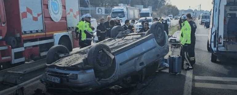 Çerkezköy’de Otomobil Takla Attı: Sürücü Yaralı Kurtuldu