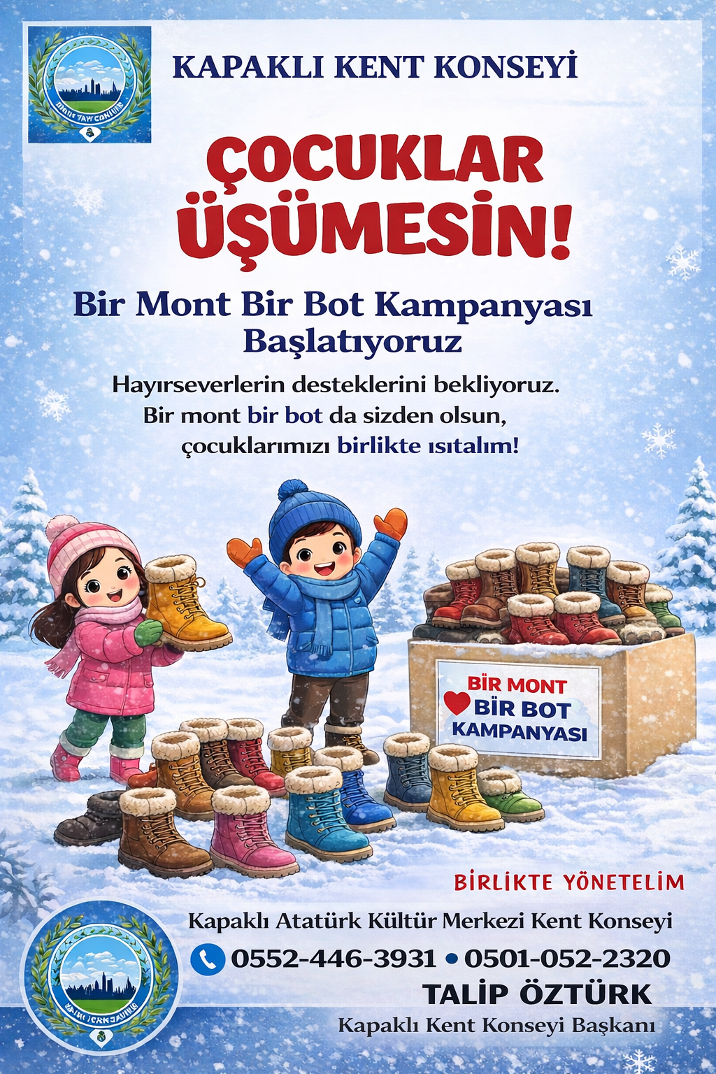 Kapaklı Kent Konseyi, ihtiyaç sahibi çocuklar için “Bir Mont Bir Bot” kampanyasını başlattı