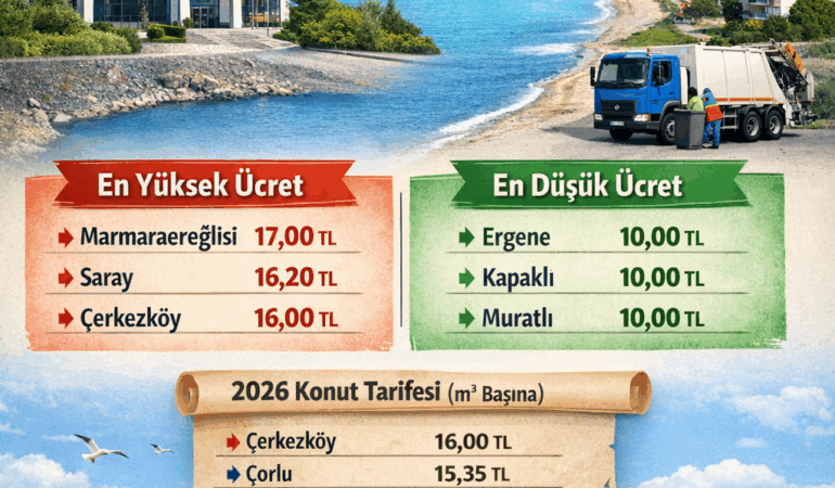 Tekirdağ’da 2026 Evsel Katı Atık Tarifesi Belli Oldu